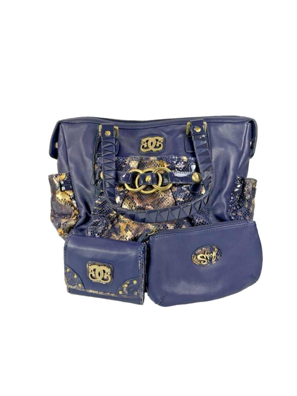 NWOT Sharif-original by Sharif 1827 Dk. Purple Leather/Patent Handbag-MSRP $247